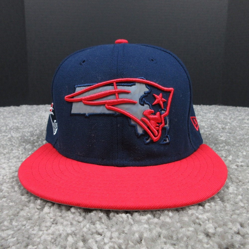 New England Patriots Hat Cap Fitted Mens 7 1/4 Blue Red‎ NFL Football New Era